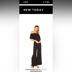 Revolve Krisa Ruffle  Black Off-Shoulder Jumpsuit